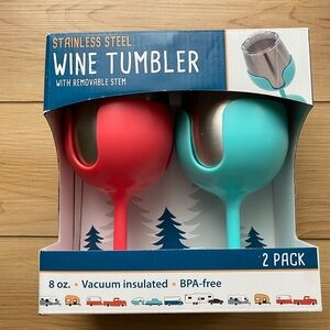 New In Box Vacuum Insulated Wine Tumbler With Removable Stem 2 Pack Stainless